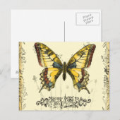 Decoratieve vlinder met wilde bloemen briefkaart (Voorkant / Achterkant)
