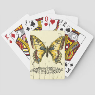 Decoratieve vlinder met wilde bloemen pokerkaarten