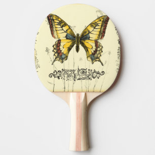 Decoratieve vlinder met wilde bloemen tafeltennisbatje