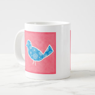 Decoratieve vogel met patronen op roze achtergrond jumbo beker