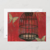 Decoratieve vogel met vlinders briefkaart (Voorkant / Achterkant)