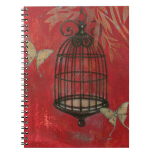 Decoratieve vogel met vlinders notitieboek