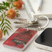 Decoratieve vogel met vlinders sleutelhanger (Voorkant Rechts)