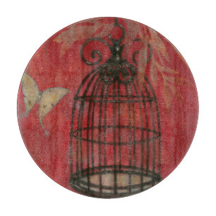 Decoratieve vogel met vlinders snijplank