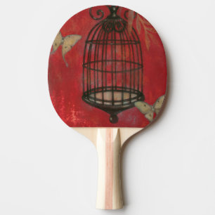 Decoratieve vogel met vlinders tafeltennisbatje