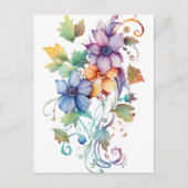 Decoratieve Waterverf bloemen Briefkaart (Voorkant)