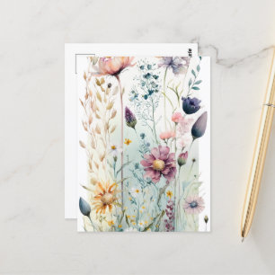 Decoratieve Waterverf bloemen Briefkaart
