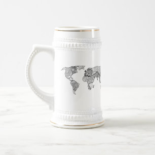 Decoratieve Wereldkaart om het even welke kleur Bierpul