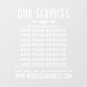 Decoratieve zakelijke services en informatie raamsticker (Vel)