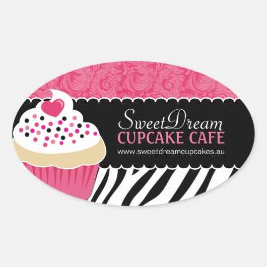 Decoratieve Zebra Print Cupcake Jar Stickers (Voorkant)