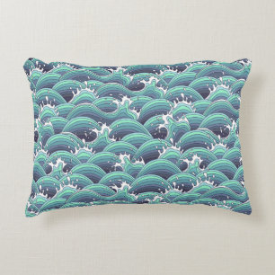 Decoratieve Zee Wave Background Accent Kussen
