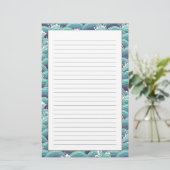 Decoratieve Zee Wave Background Briefpapier (Staand voorkant)