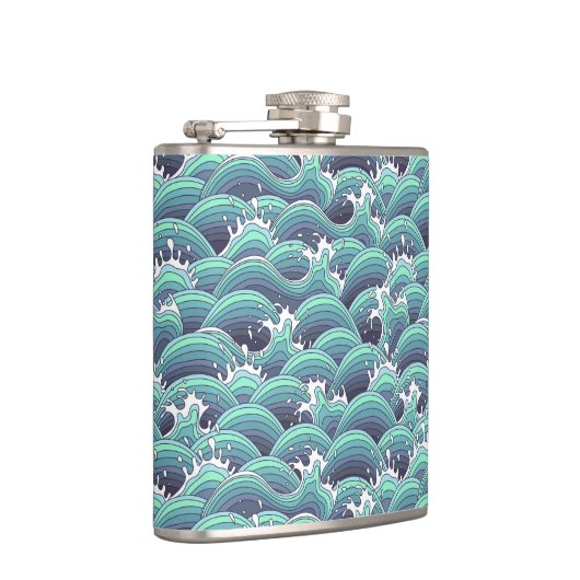 Decoratieve Zee Wave Background Heupfles (Rechts)