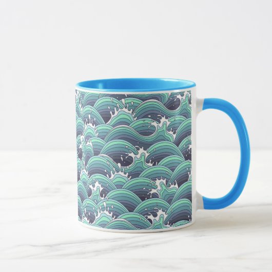 Decoratieve Zee Wave Background Mok (Rechts)