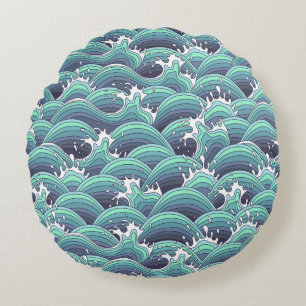 Decoratieve Zee Wave Background Rond Kussen