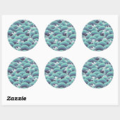 Decoratieve Zee Wave Background Ronde Sticker (Vel)