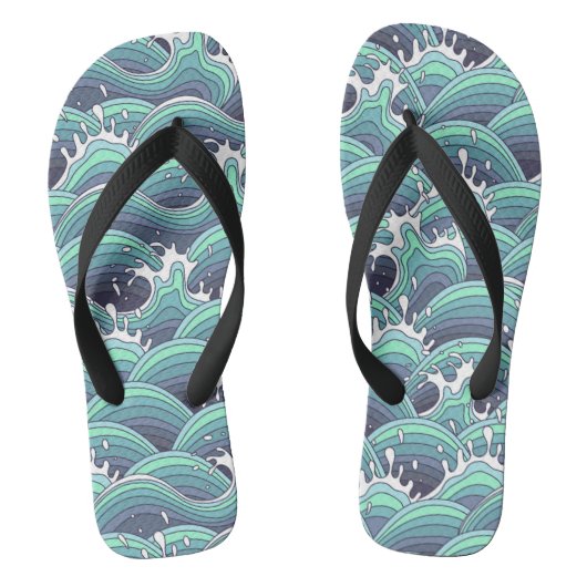 Decoratieve Zee Wave Background Teenslippers (Voetbed)