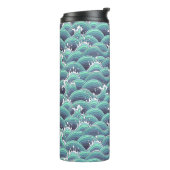 Decoratieve Zee Wave Background Thermosbeker (Gedraaid links)