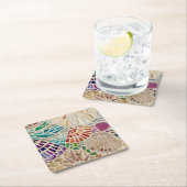 Decoratieve zeeschelpen vierkante kartonnen onderzetter (Insitu)