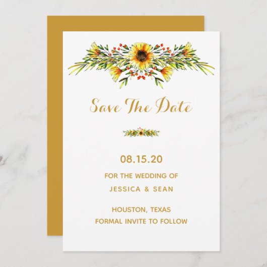 Decoratieve Zomer Bloemen Bruiloft Save The Date (Voorkant / Achterkant)