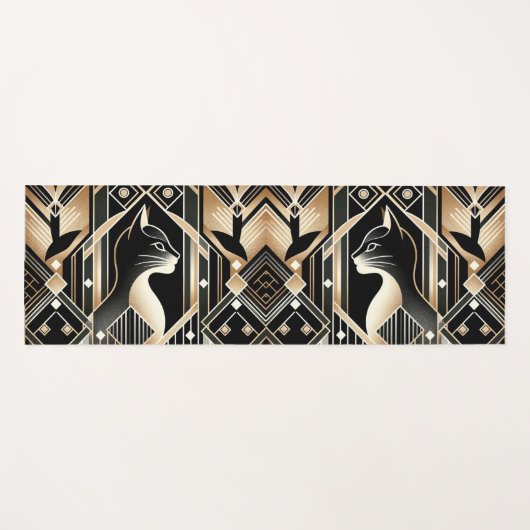 Decoratieve zwarte kat Abstracte yogamat (Voorkant (horizontaal))