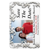 Décoratif Blanc Enregistrer La Date Ou... Magnets (Vertical)