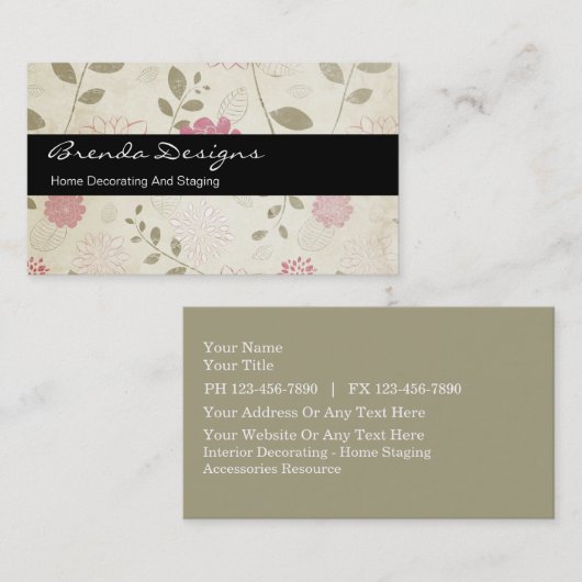 Décoration à la florale Carte de visite (Devant / Derrière)