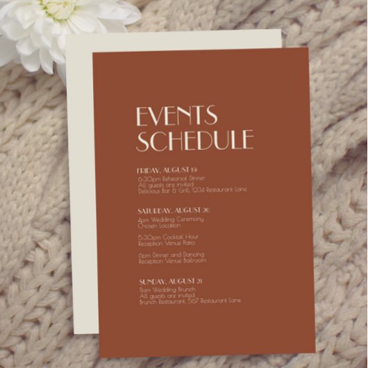 Décoration Bohème d'Automne | Programme de Mariage