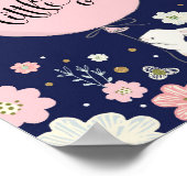 Décoration de chambre de bébé lapin Rose Navy Rêve (Coin)