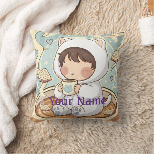 Décoration de coin de lecture Coussin Chat Monogra