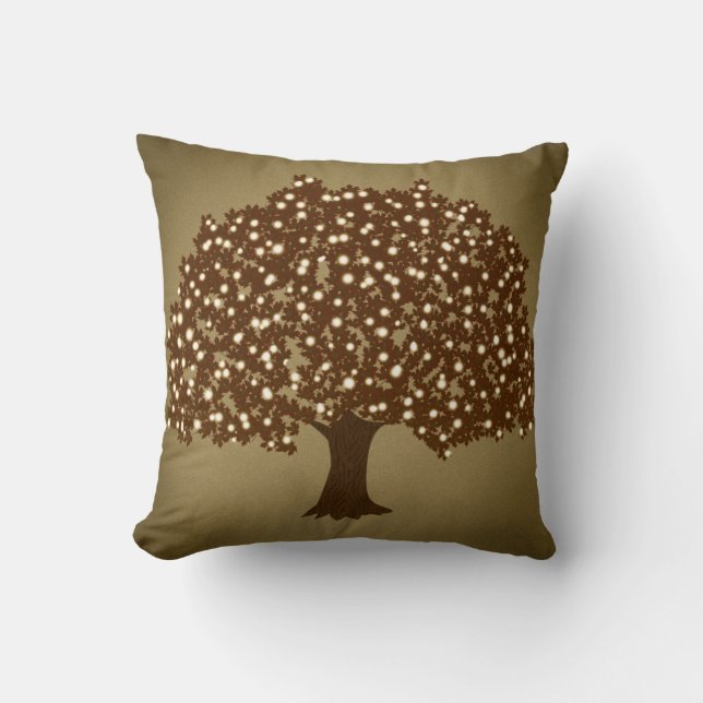 Décoration de coussin jeté rustique d'arbre illumi (Recto)