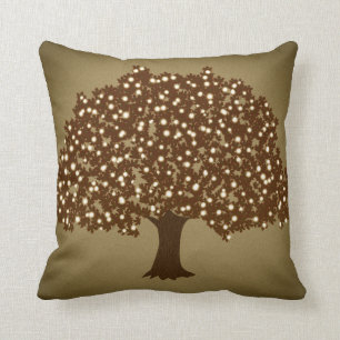 Décoration de coussin jeté rustique d'arbre illumi