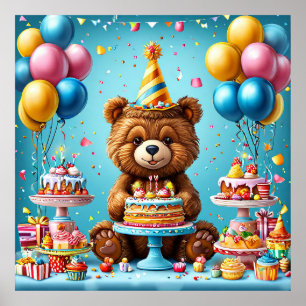 Décoration de fête pour enfants Ourson Joyeux Anni