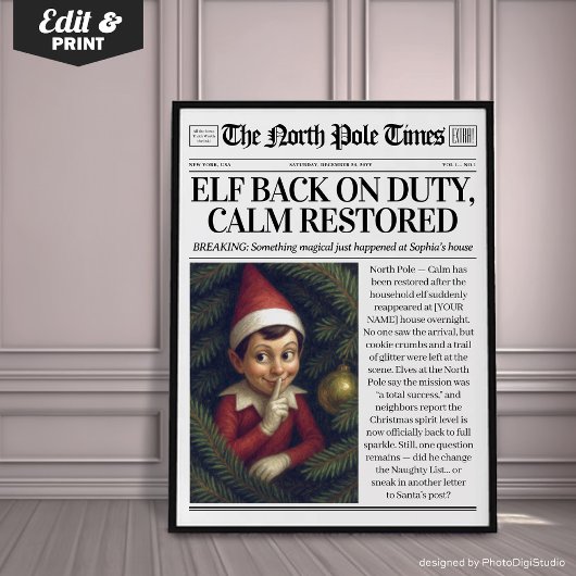 Décoration de journal Elf de retour en service per