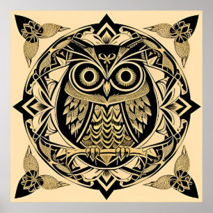 🦉 Décoration de luxe en forme de chouette dorée o