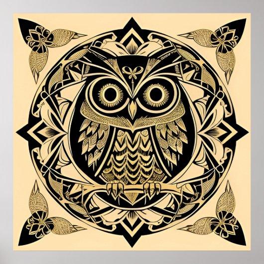 🦉 Décoration de luxe en forme de chouette dorée o (Devant)
