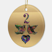 Décoration de Noël d'or de deux colombes de tortue (Gauche)