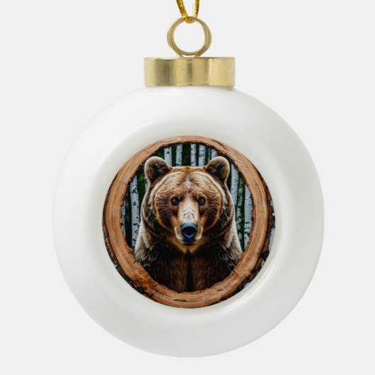 🐻 Décoration de Noël rustique de portrait d'ours (Devant)