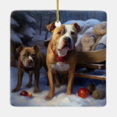 Décoration de Noël Traîneau enneigé Pitbull (Dos)