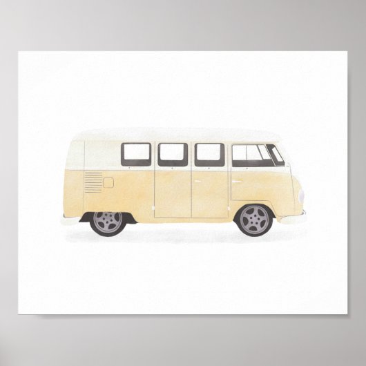 Décoration de nurserie rétro jaune fourgon (Devant)