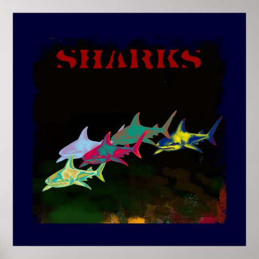 décoration de requins estampes (Devant)