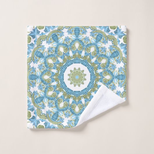 décoration d'ornement bleu vert blanc (Gant de toilette)