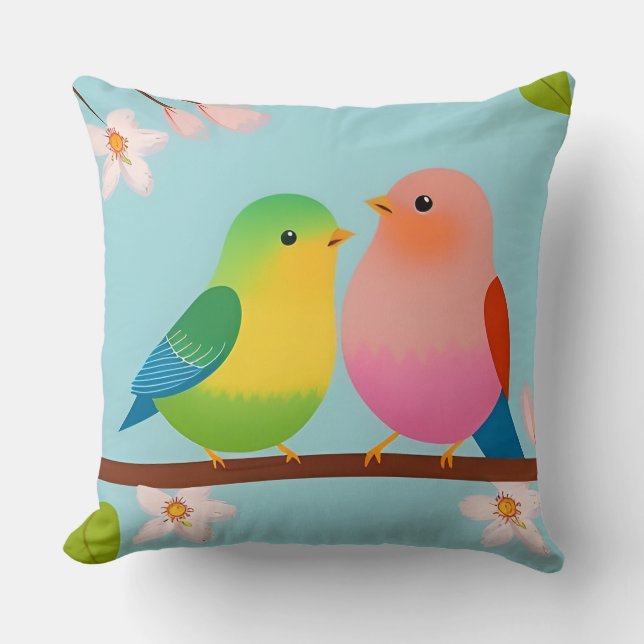 🌿 Décoration Douillette Coussin Jeté Oiseaux Bran (Recto)