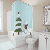 Décoration Du Rideau De Douche Snowman Arbre (En situation)