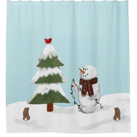 Décoration Du Rideau De Douche Snowman Arbre (Devant)