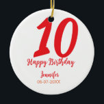 Décoration En Céramique 10e anniversaire ajouter nom date année rouge modè<br><div class="desc">conception modifiable</div>