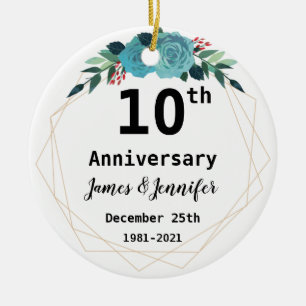 Décoration En Céramique 10e anniversaire du Mariage Noms personnalisés An