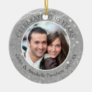 Décoration En Céramique 10e anniversaire Photo Silver Sparkle
