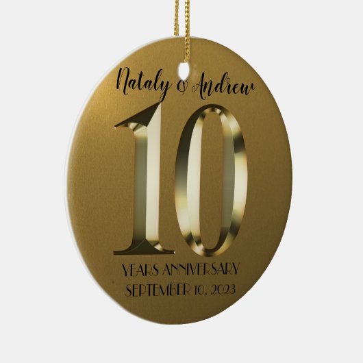Décoration En Céramique 10e Mariage d'or métallique (Droite)