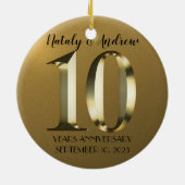 Décoration En Céramique 10e Mariage d'or métallique (Dos)